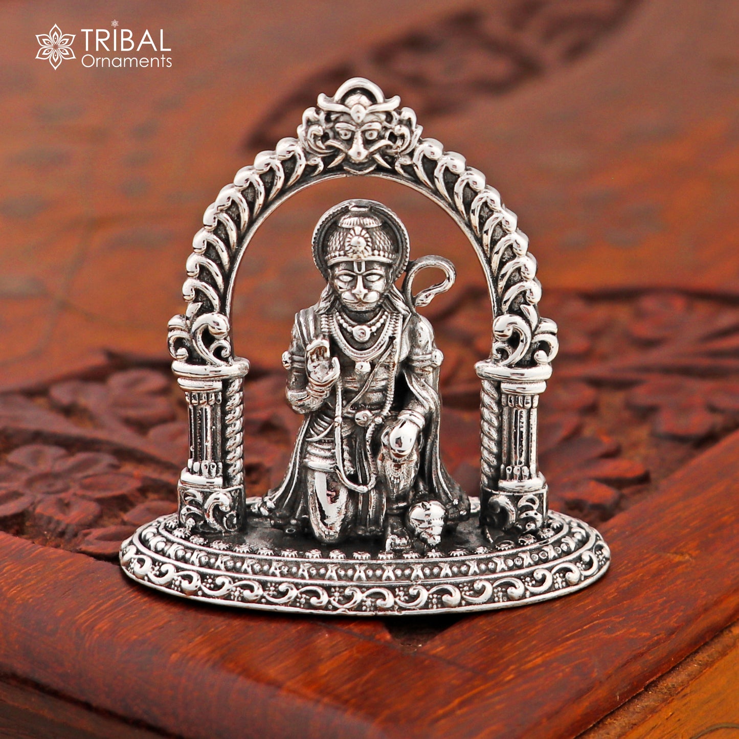925 Sterling silver Idols Lord Hanuman Statue figurine, puja articles decorative gift art829 - TRIBAL ORNAMENTS