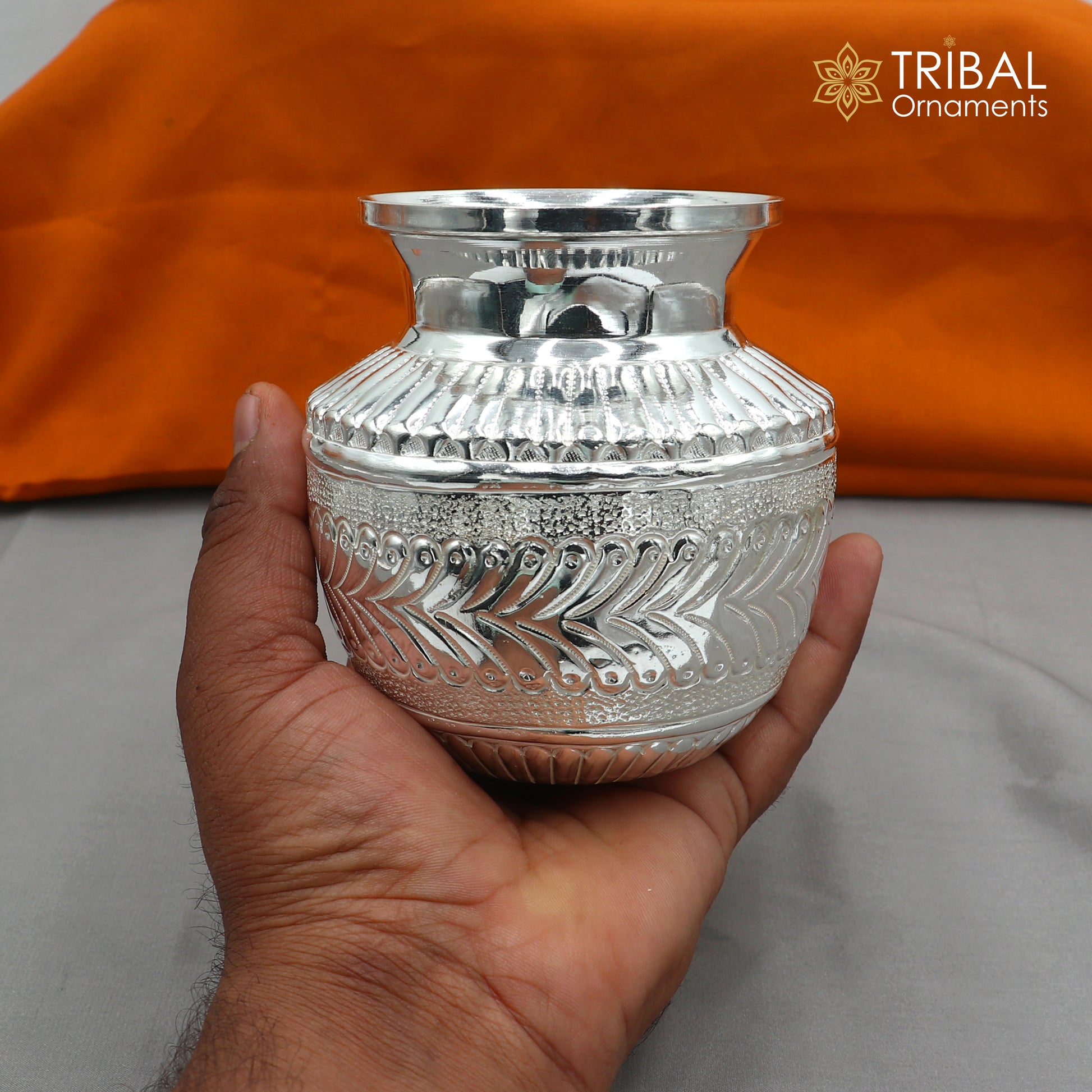 925sterling silver handmade Kalash or pot, unique special silver puja article, water or milk shiva kalash pot india su1063 - TRIBAL ORNAMENTS