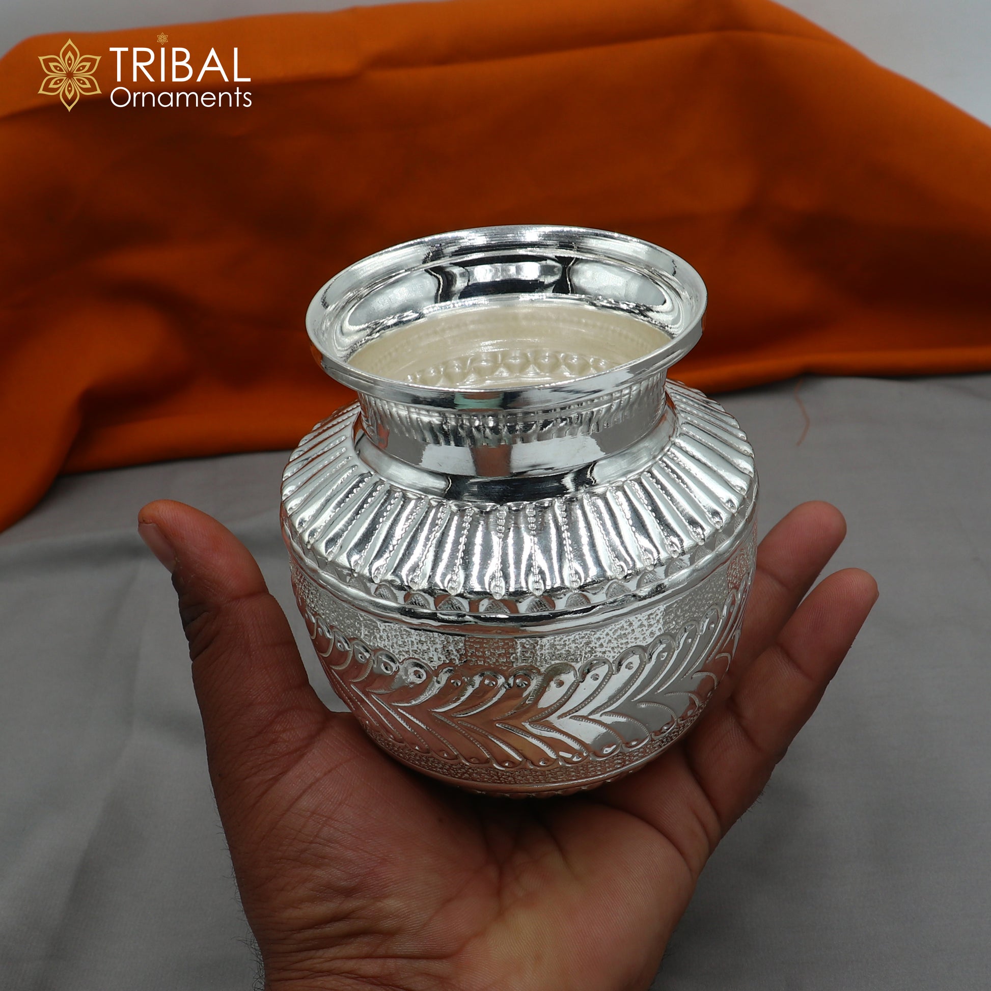 925sterling silver handmade Kalash or pot, unique special silver puja article, water or milk shiva kalash pot india su1063 - TRIBAL ORNAMENTS
