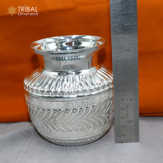 925sterling silver handmade Kalash or pot, unique special silver puja article, water or milk shiva kalash pot india su1063 - TRIBAL ORNAMENTS