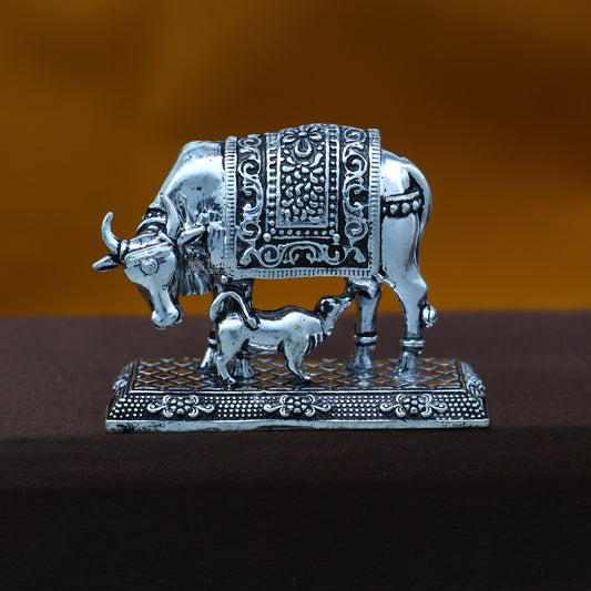 925 sterling silver Kamdhenu cow, deity's cow, wishing cow, silver worshipping article for wealth and prosperity art782 - TRIBAL ORNAMENTS