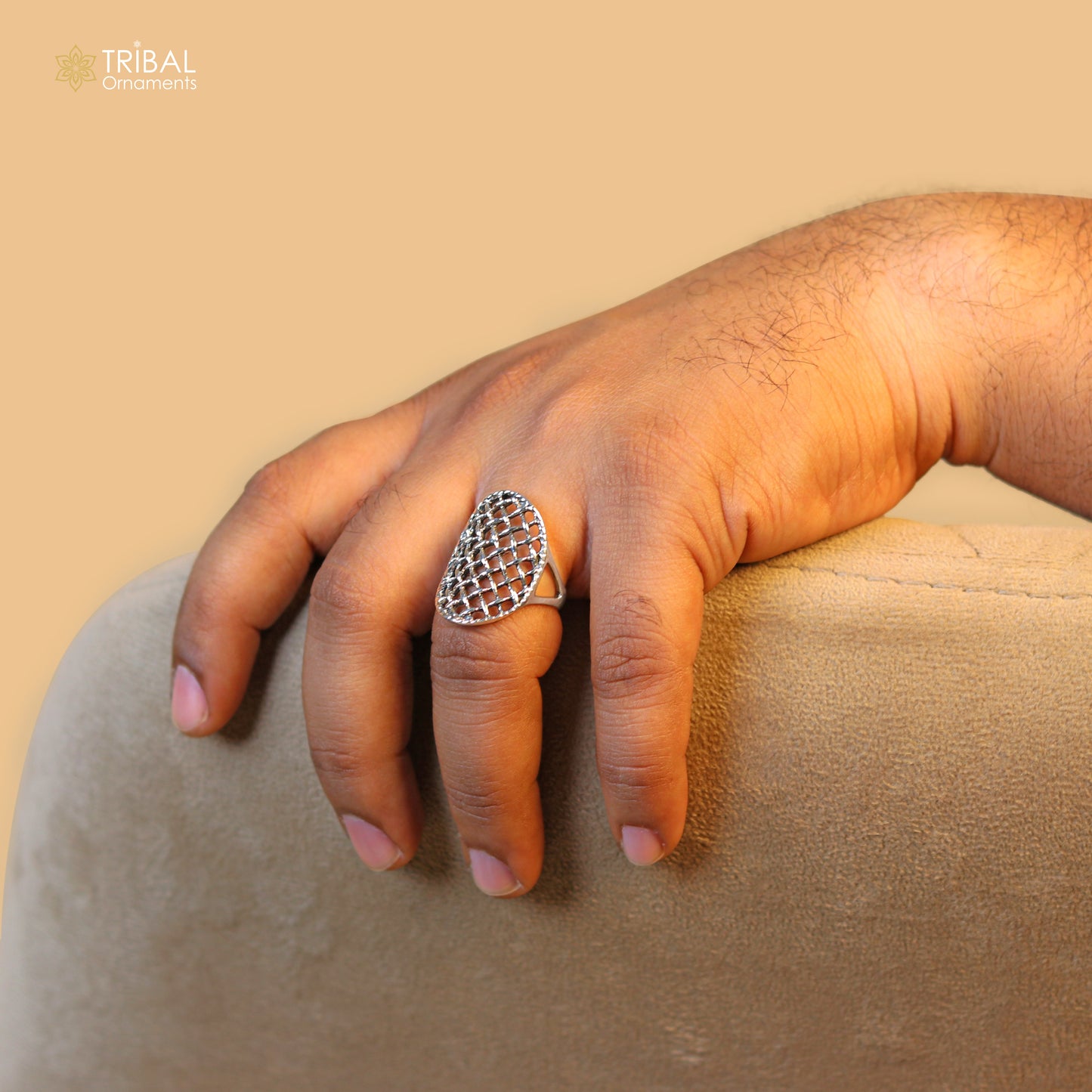 925 sterling silver lattice dome design ring men's Jewelry sr755 - TRIBAL ORNAMENTS