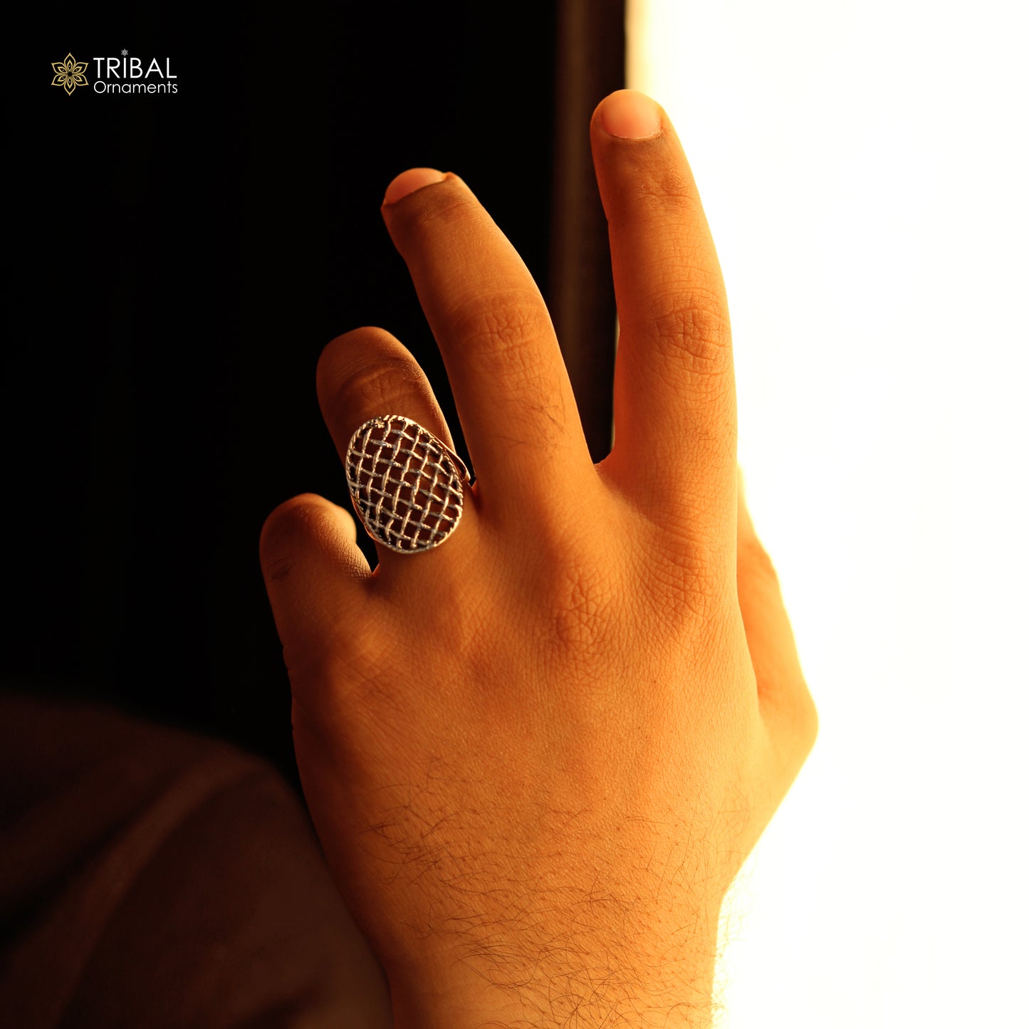 925 sterling silver lattice dome design ring men's Jewelry sr755 - TRIBAL ORNAMENTS