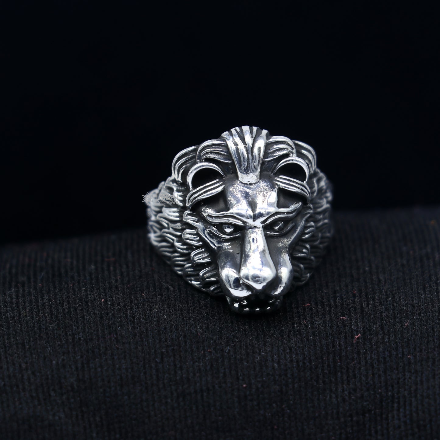 925 sterling silver lion face ring, best mans adjustable ring sr712 - TRIBAL ORNAMENTS