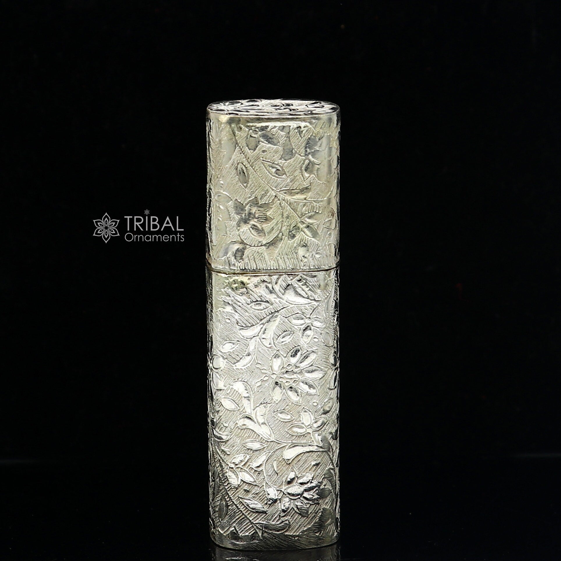 925 sterling silver lipstick case or holder Amazing handmade floral design lipsticks box, trinket box, best gifting article stb845 - TRIBAL ORNAMENTS