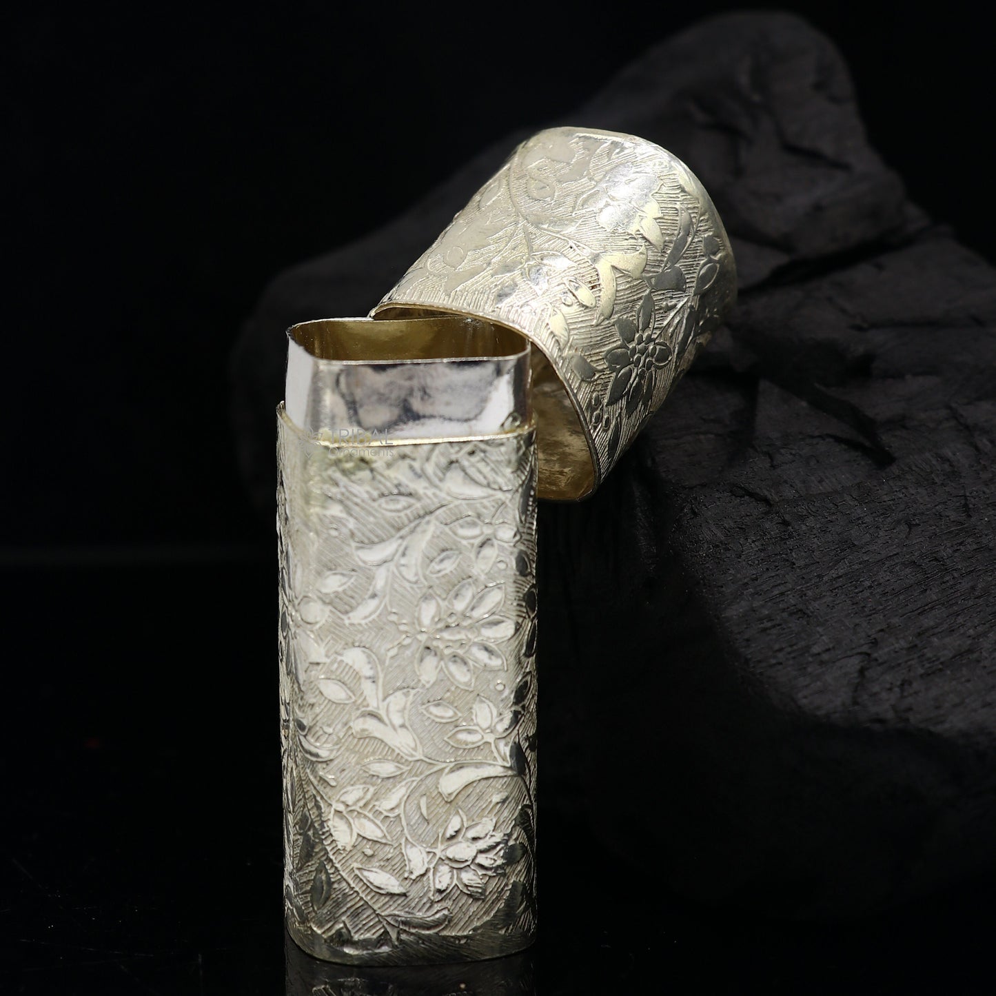 925 sterling silver lipstick case or holder Amazing handmade floral design lipsticks box, trinket box, best gifting article stb845 - TRIBAL ORNAMENTS