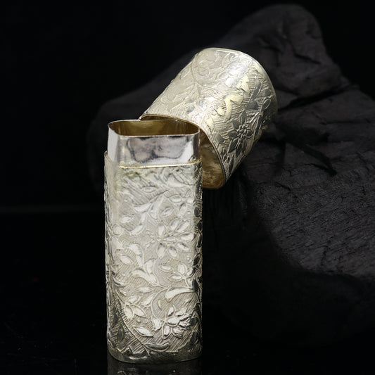 925 sterling silver lipstick case or holder Amazing handmade floral design lipsticks box, trinket box, best gifting article stb845 - TRIBAL ORNAMENTS