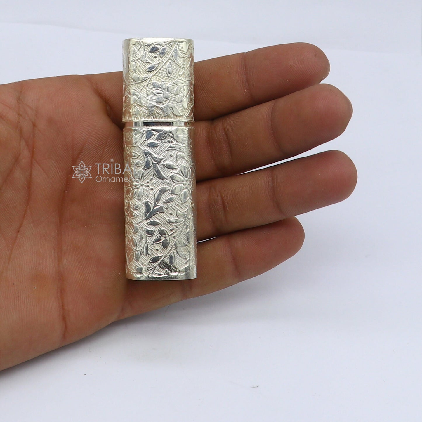 925 sterling silver lipstick case or holder Amazing handmade floral design lipsticks box, trinket box, best gifting article stb845 - TRIBAL ORNAMENTS