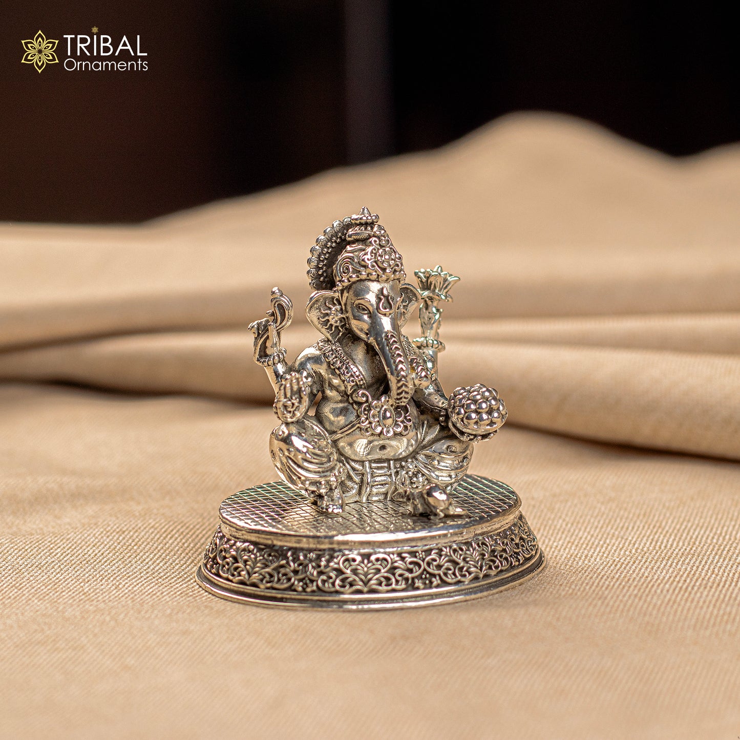 925 Sterling silver Lord Ganesh Idol, Pooja Articles, Silver Idols Figurine, handcrafted Lord Ganesh statue sculpture gifting art art218 - TRIBAL ORNAMENTS