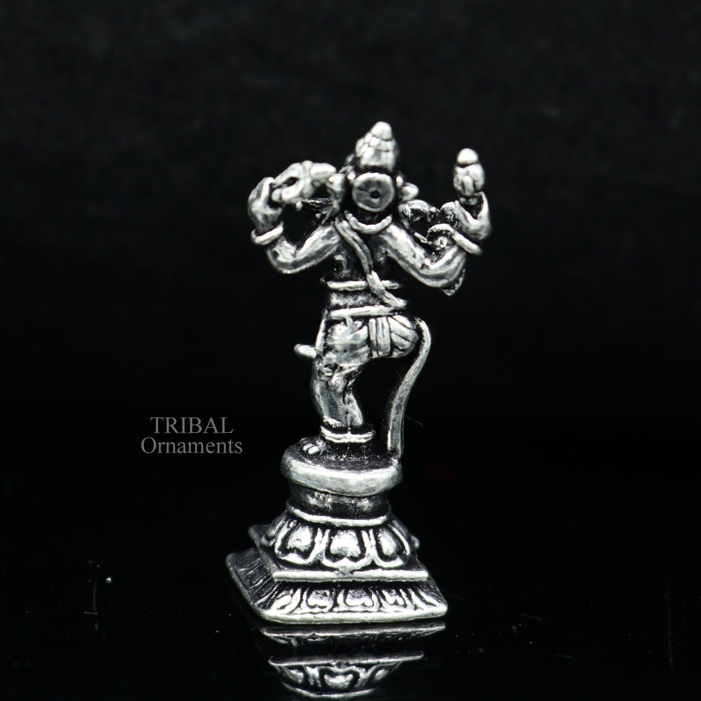 925 Sterling silver Lord Ganesh Idol small dancing style statue Figurine, handcrafted Lord Ganesh statue sculpture Diwali puja gift art510 - TRIBAL ORNAMENTS