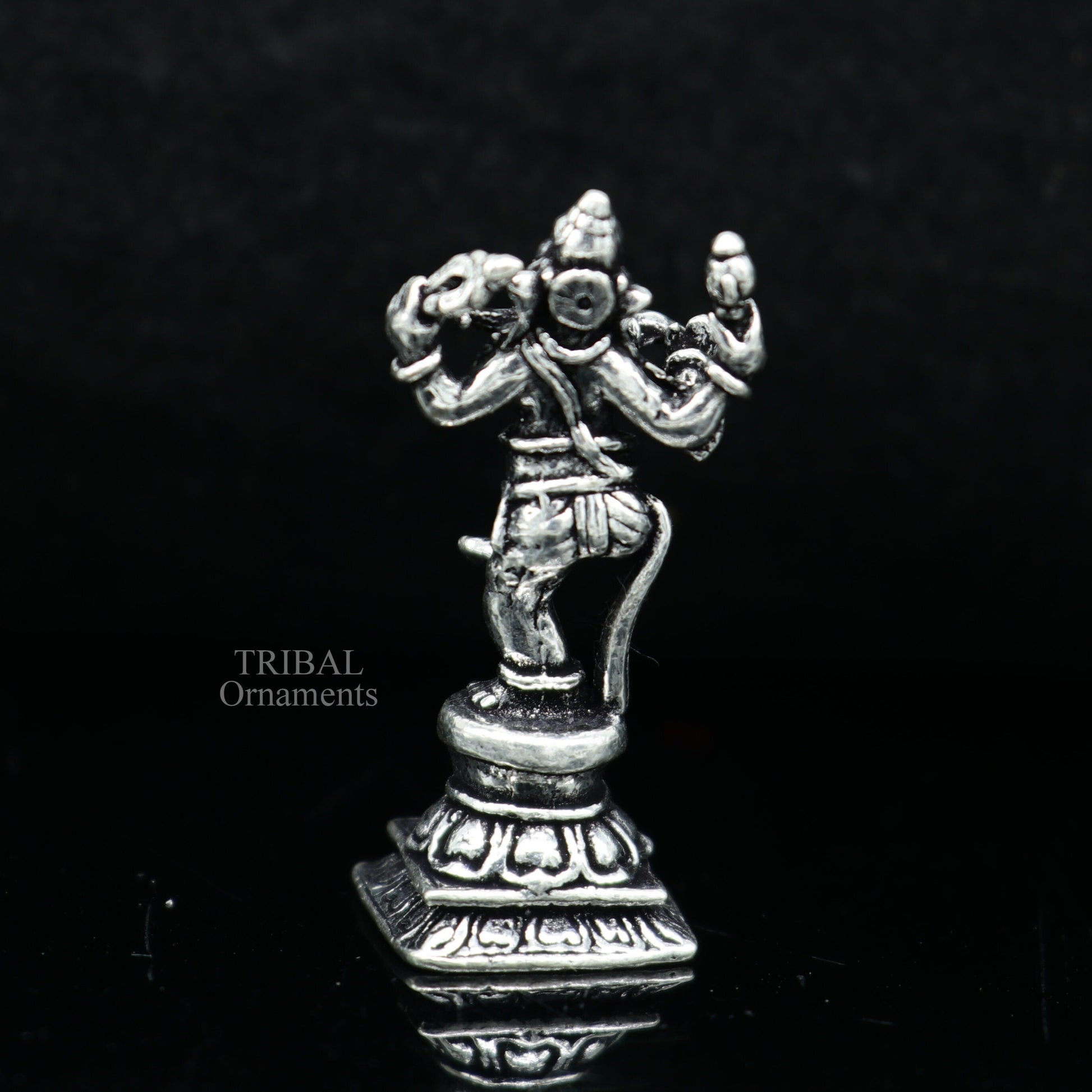 925 Sterling silver Lord Ganesh Idol small dancing style statue Figurine, handcrafted Lord Ganesh statue sculpture Diwali puja gift art510 - TRIBAL ORNAMENTS