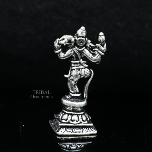 925 Sterling silver Lord Ganesh Idol small dancing style statue Figurine, handcrafted Lord Ganesh statue sculpture Diwali puja gift art510 - TRIBAL ORNAMENTS