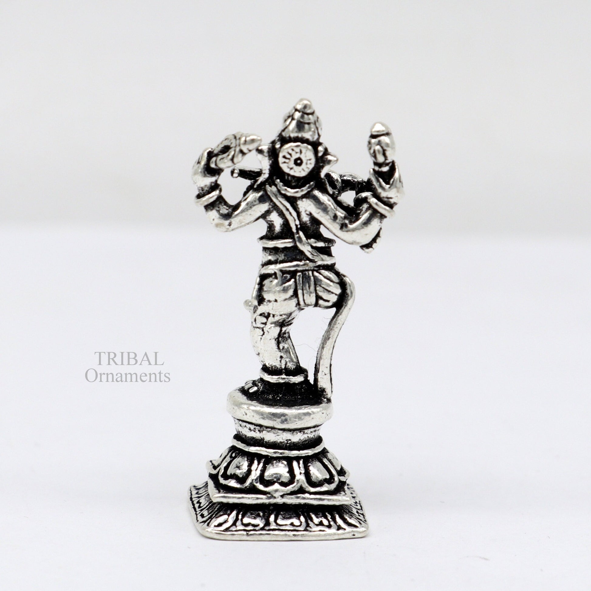 925 Sterling silver Lord Ganesh Idol small dancing style statue Figurine, handcrafted Lord Ganesh statue sculpture Diwali puja gift art510 - TRIBAL ORNAMENTS