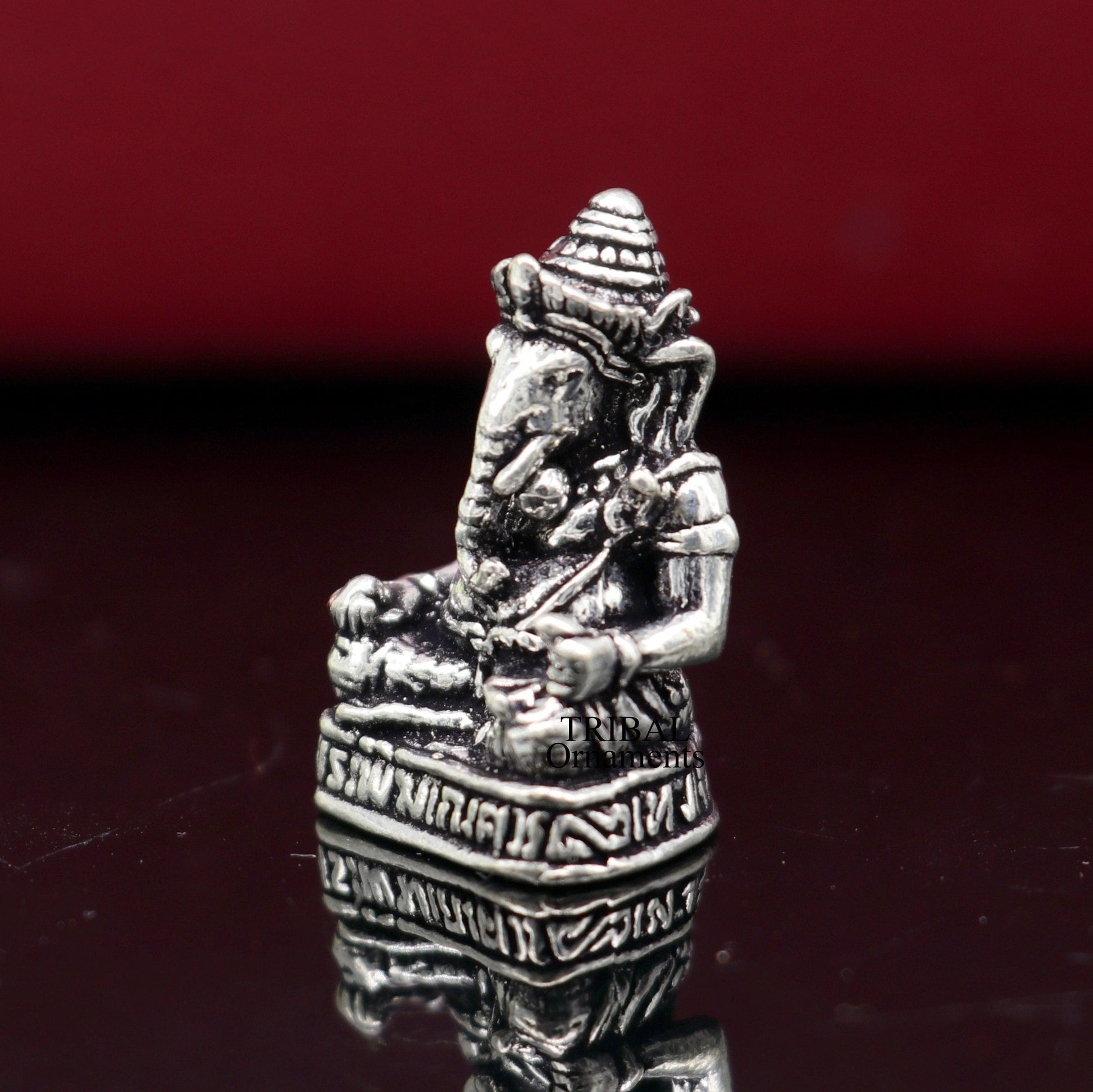 925 Sterling silver Lord Ganesh Idol small statue Figurine, handcrafted Lord Ganesh statue sculpture Diwali puja gift art503 - TRIBAL ORNAMENTS