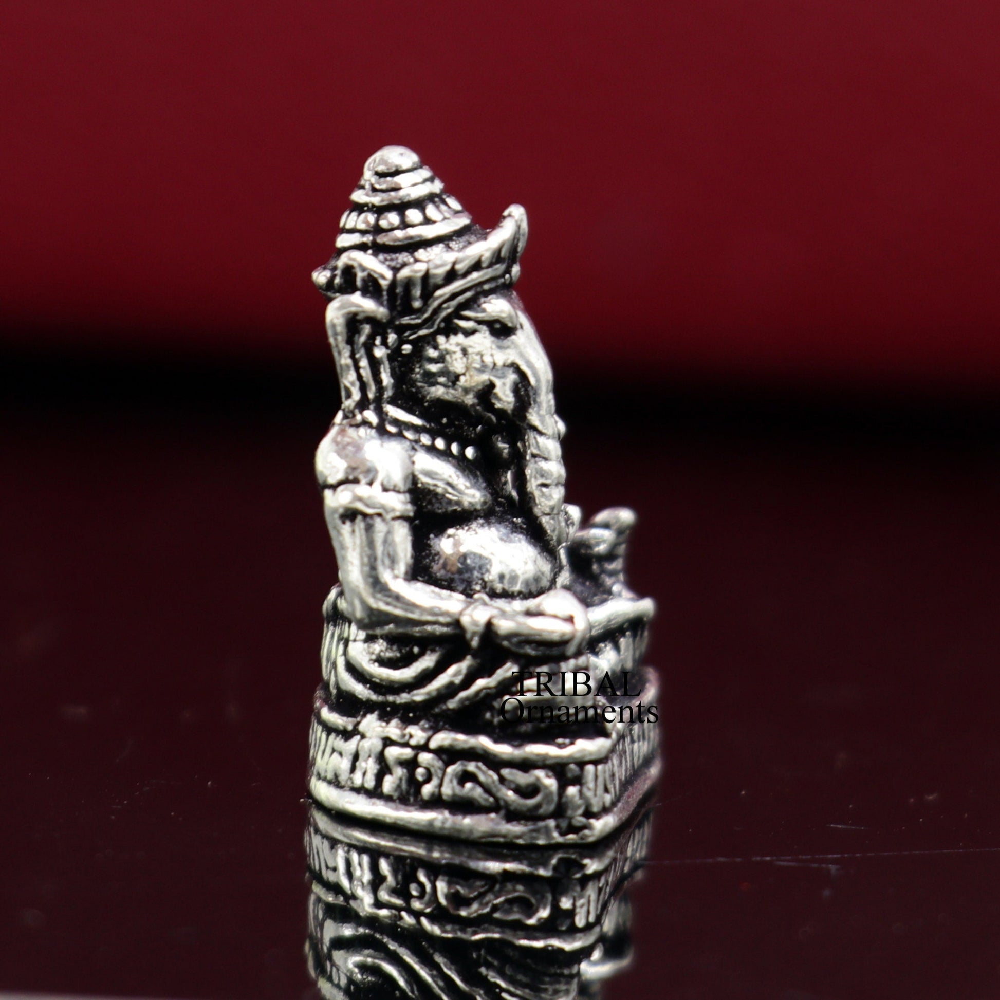 925 Sterling silver Lord Ganesh Idol small statue Figurine, handcrafted Lord Ganesh statue sculpture Diwali puja gift art503 - TRIBAL ORNAMENTS