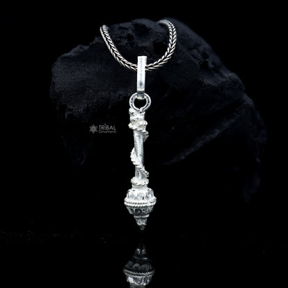 925 sterling silver Lord Hanuman weapon Gota Gada divine pendant, detailed tribal design and craftsmanship.