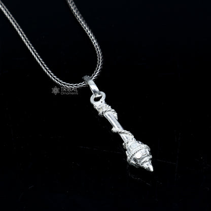 925 sterling silver Lord Hanuman weapon Gota Gada divine pendant, detailed tribal ornament design with traditional craftsmanship