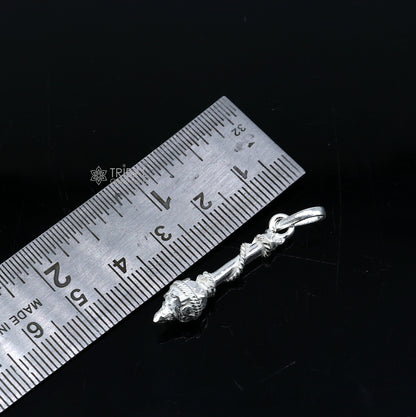 925 sterling silver Lord Hanuman weapon Gota Gada divine pendant, intricately designed tribal ornament jewelry.