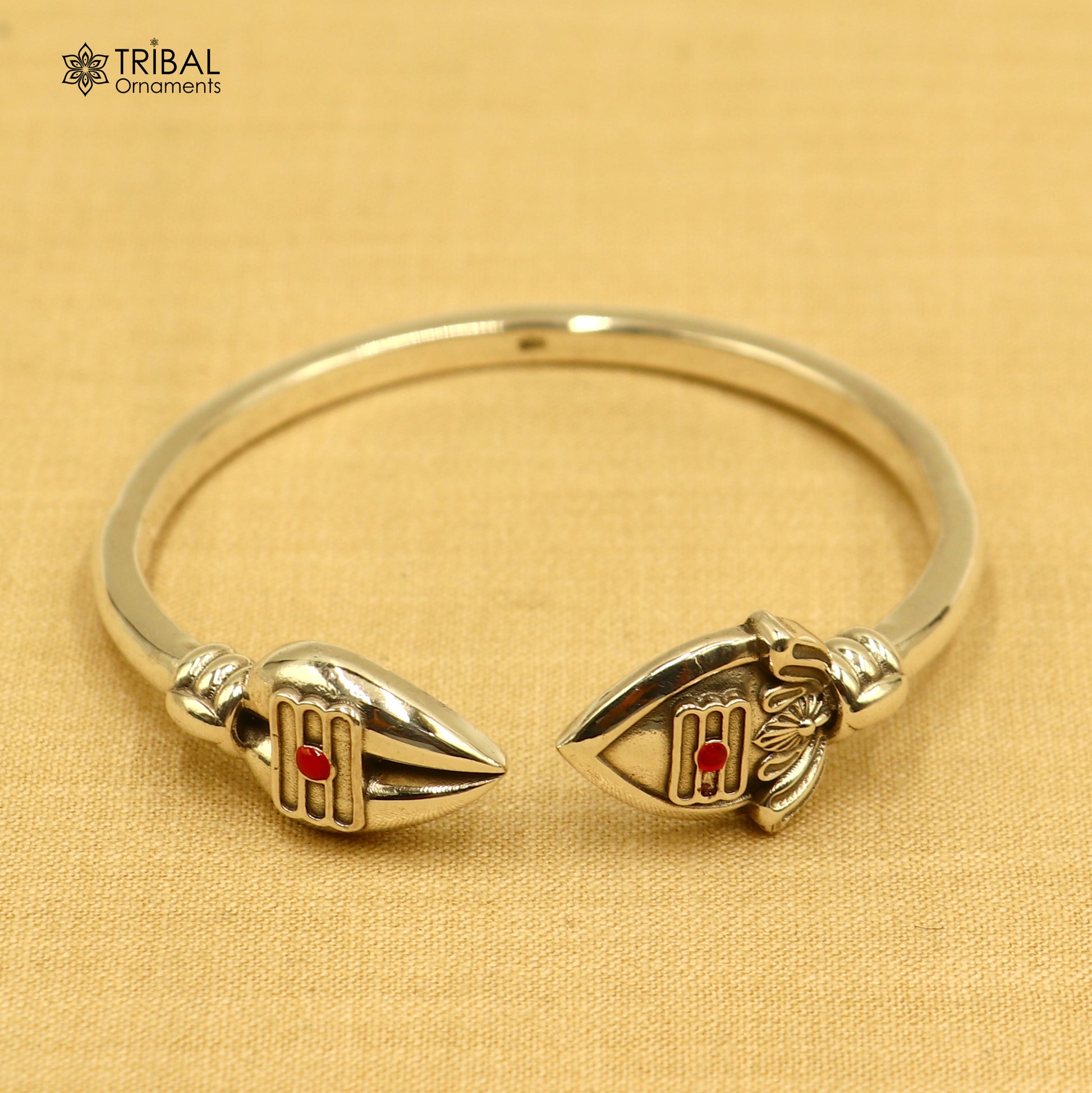 925 sterling silver lord kartikeya adjustable bangle bracelet kada unisex jewelry cuff257 - TRIBAL ORNAMENTS