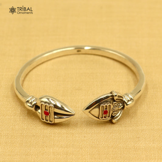 925 sterling silver lord kartikeya adjustable bangle bracelet kada unisex jewelry cuff257 - TRIBAL ORNAMENTS