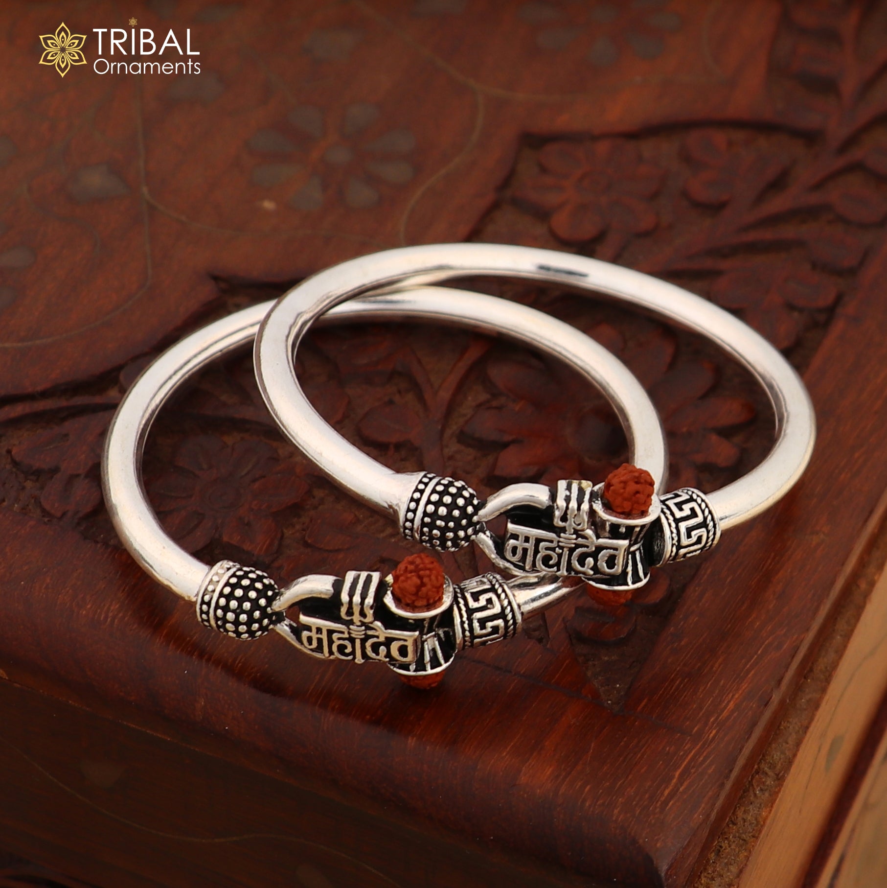 925 Sterling silver lord Mahadev trident  bangle for kids "mahadev" bangle kada bbk215 - TRIBAL ORNAMENTS