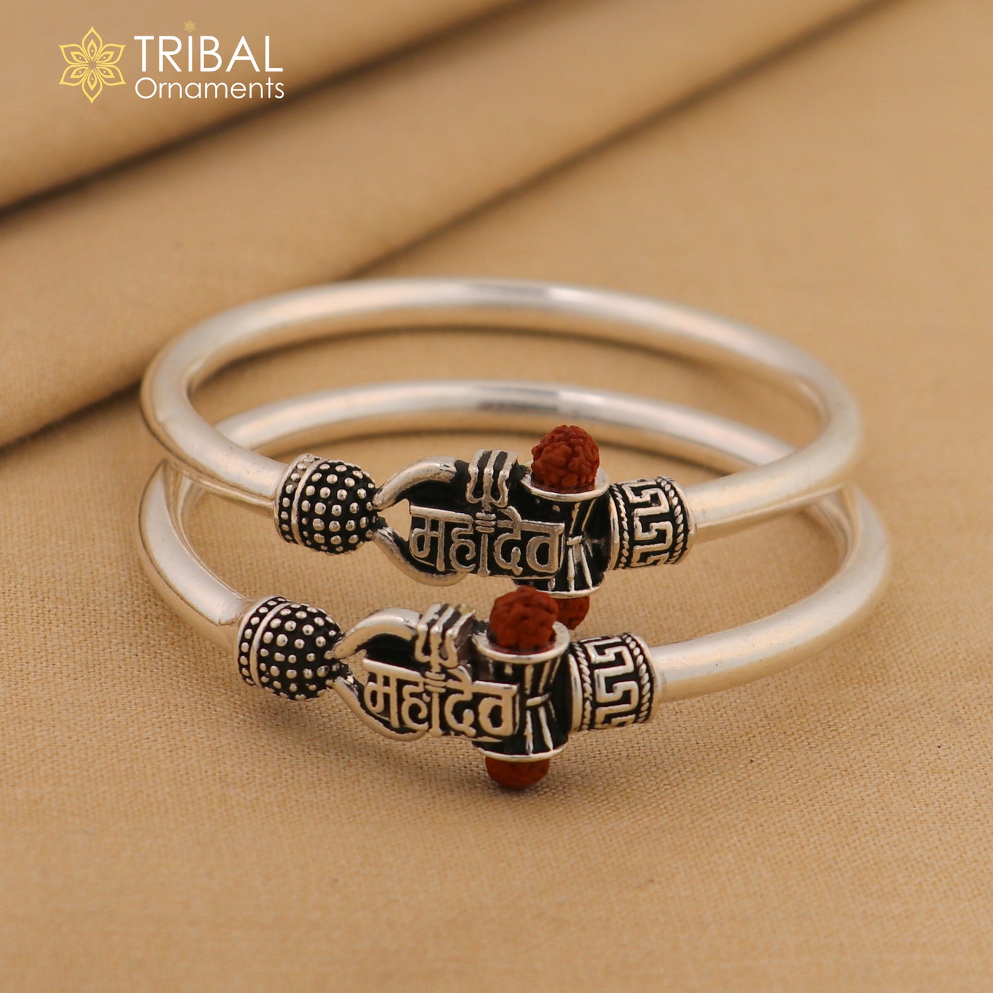 925 Sterling silver lord Mahadev trident  bangle for kids "mahadev" bangle kada bbk215 - TRIBAL ORNAMENTS