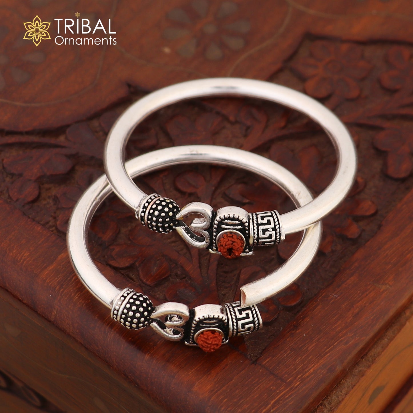 925 Sterling silver lord Mahadev trident bangle kada for kids jewelry bbk216 - TRIBAL ORNAMENTS