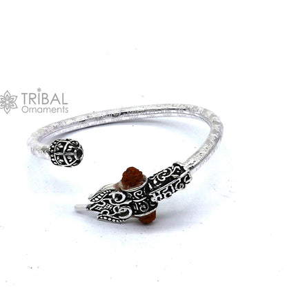 925 Sterling silver lord shiva bangle for kids "mahadeva" bangle kada nbbk bbk211 - TRIBAL ORNAMENTS