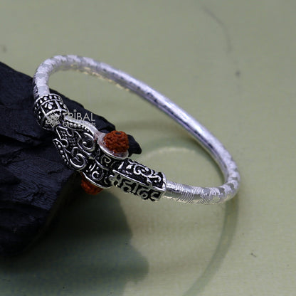 925 Sterling silver lord shiva bangle for kids "mahadeva" bangle kada nbbk bbk211 - TRIBAL ORNAMENTS