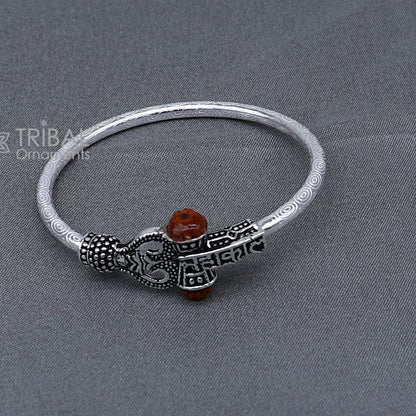 925 Sterling silver lord shiva bangle for kids "MAHAKAL" bangle kada nbbk bbk212 - TRIBAL ORNAMENTS