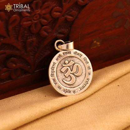925 Sterling silver Lord Shiva mantra Om pendant featuring tribal ethnic design jewelry by Tribal Ornaments.