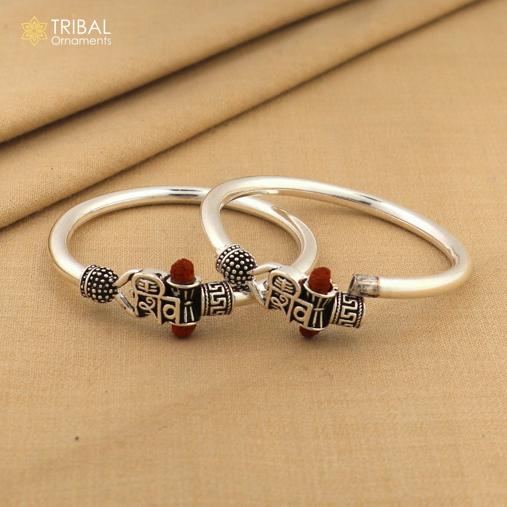 925 Sterling silver lord shiva trident  bangle for kids "SHIVA" bangle kada bbk214 - TRIBAL ORNAMENTS