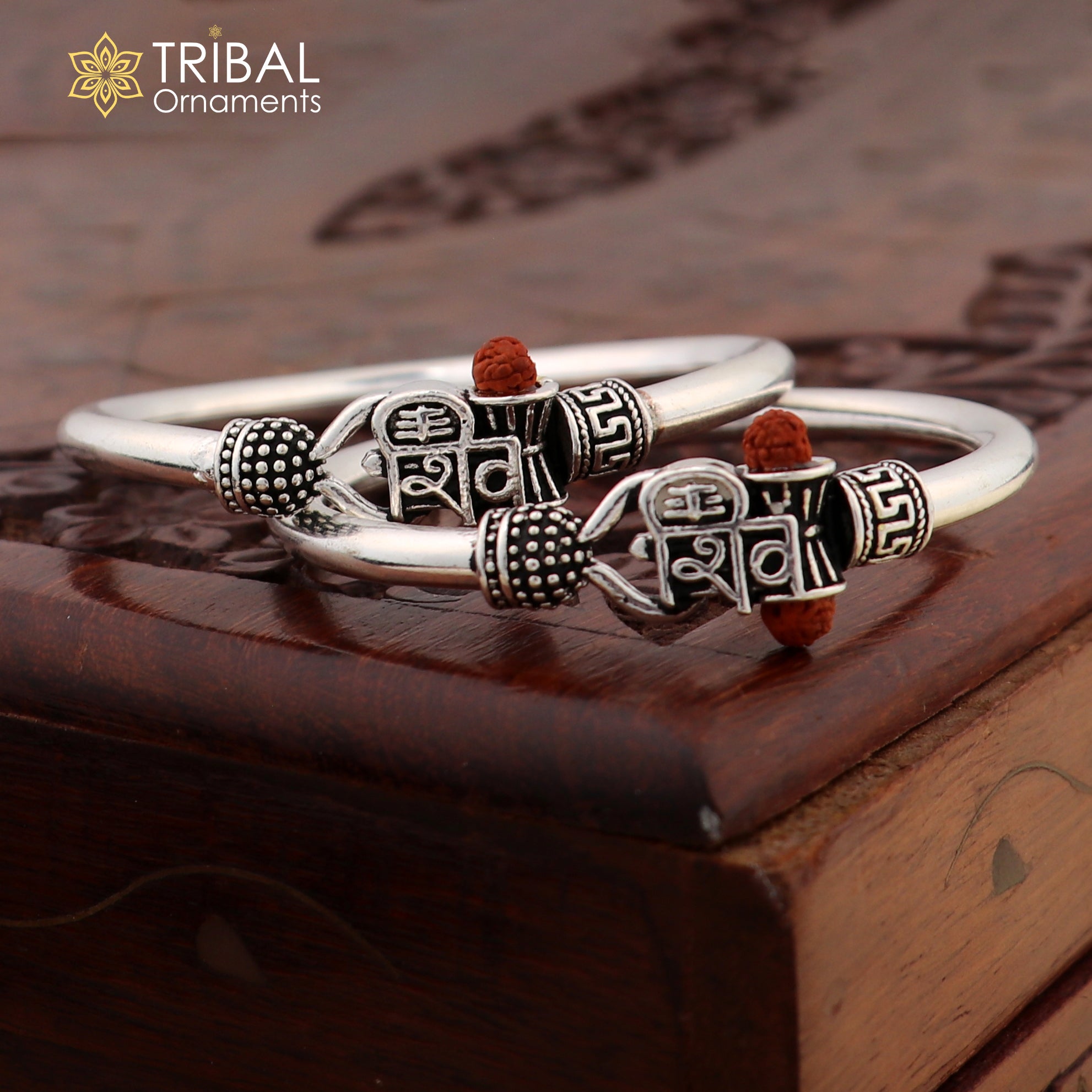 925 Sterling silver lord shiva trident bangle for | TRIBAL ORNAMENTS