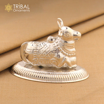 925 sterling silver Lord Shiva Vahan Nandi Maharaj statue for puja, divine Hindu religious ornament by TRIBAL ORNAMENTS