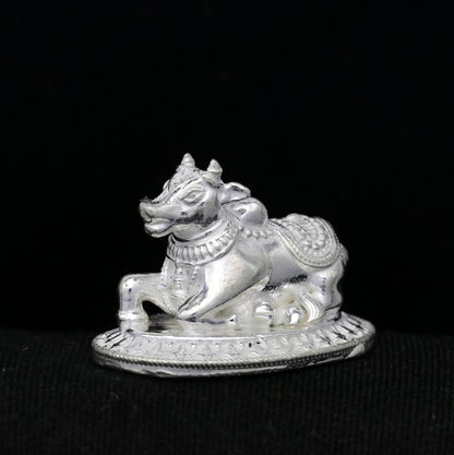 925 Sterling silver Lord Shiva Vahan Nandi Maharaj handmade small article for puja, best gift for lord Shiva, divine Nandi statue art779 - TRIBAL ORNAMENTS