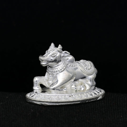 925 Sterling silver Lord Shiva Vahan Nandi Maharaj handmade small article for puja, best gift for lord Shiva, divine Nandi statue art779 - TRIBAL ORNAMENTS