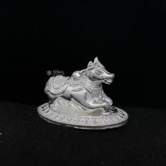 925 Sterling silver Lord Shiva Vahan Nandi Maharaj handmade small article for puja, best gift for lord Shiva, divine Nandi statue art779 - TRIBAL ORNAMENTS