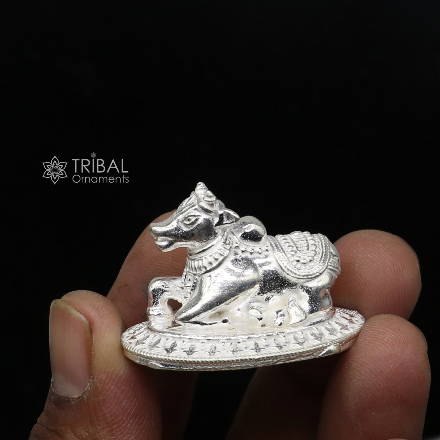 925 Sterling silver Lord Shiva Vahan Nandi Maharaj handmade small article for puja, best gift for lord Shiva, divine Nandi statue art779 - TRIBAL ORNAMENTS