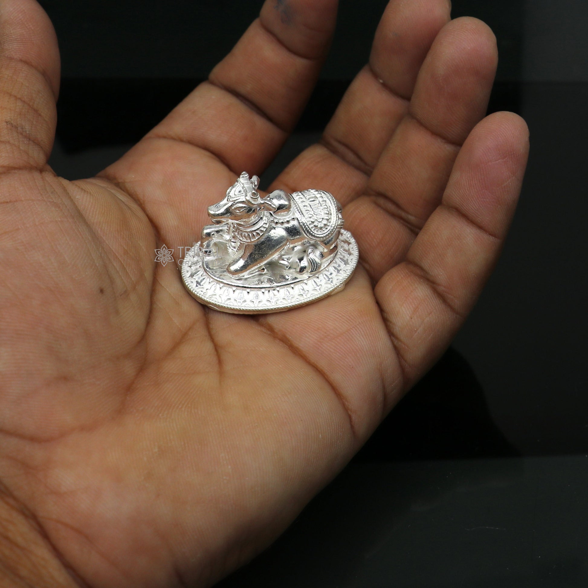 925 Sterling silver Lord Shiva Vahan Nandi Maharaj handmade small article for puja, best gift for lord Shiva, divine Nandi statue art779 - TRIBAL ORNAMENTS