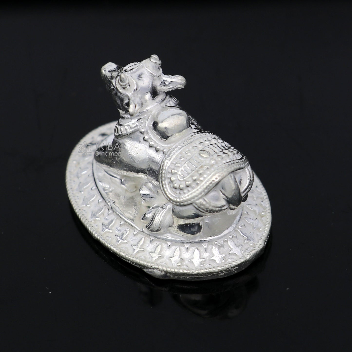 925 Sterling silver Lord Shiva Vahan Nandi Maharaj handmade small article for puja, best gift for lord Shiva, divine Nandi statue art779 - TRIBAL ORNAMENTS