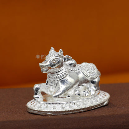 925 Sterling silver Lord Shiva Vahan Nandi Maharaj handmade small article for puja, best gift for lord Shiva, divine Nandi statue art779 - TRIBAL ORNAMENTS