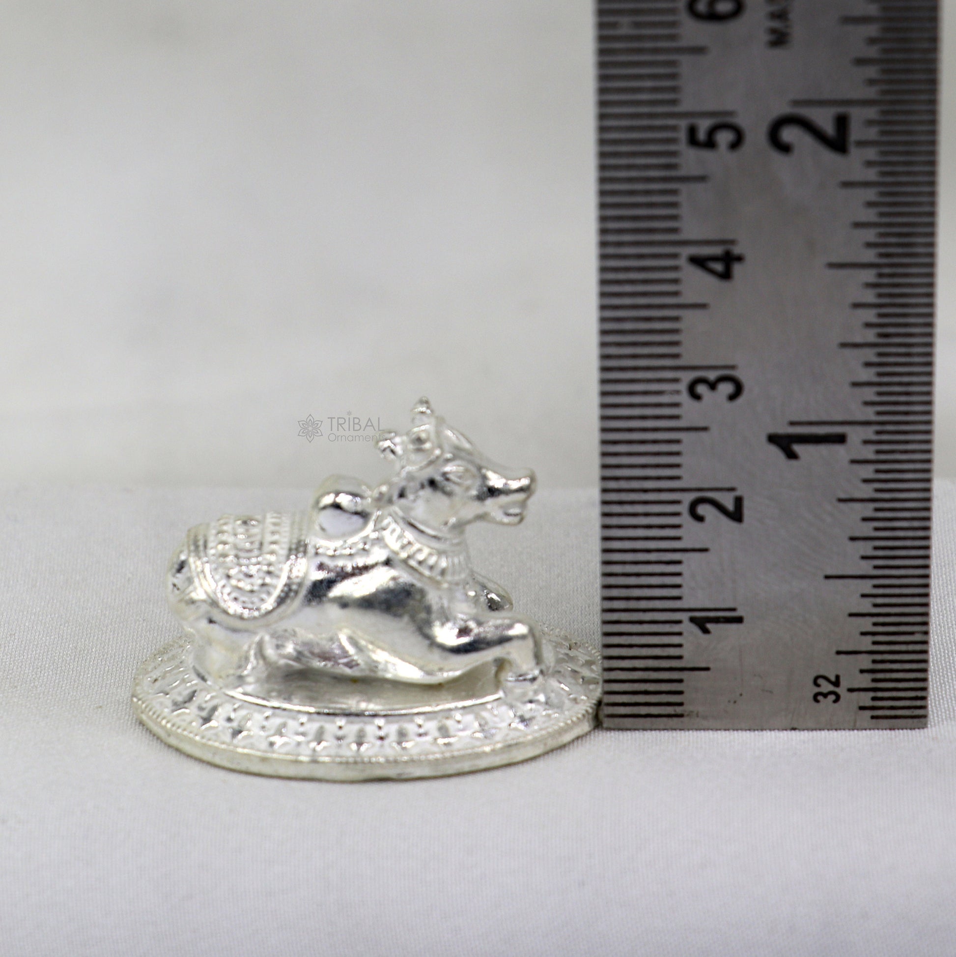 925 Sterling silver Lord Shiva Vahan Nandi Maharaj handmade small article for puja, best gift for lord Shiva, divine Nandi statue art779 - TRIBAL ORNAMENTS