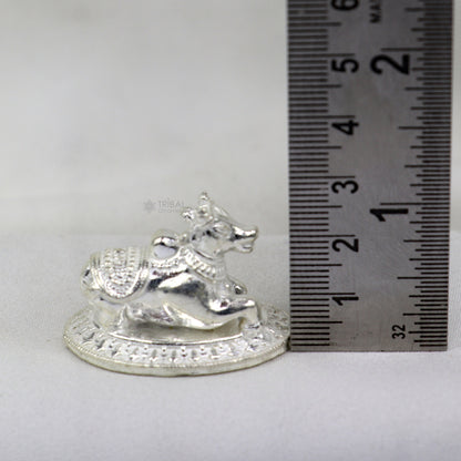 925 Sterling silver Lord Shiva Vahan Nandi Maharaj handmade small article for puja, best gift for lord Shiva, divine Nandi statue art779 - TRIBAL ORNAMENTS