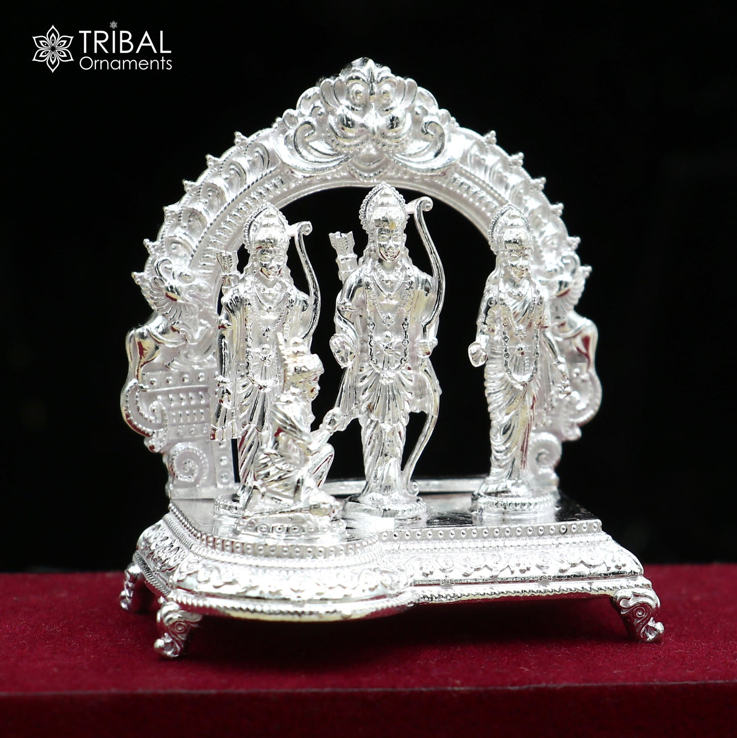 925 Sterling silver Lord Shree Ram Darbar/ lord Rama Temple with hanuman ji Statue figurine, puja articles decorative gift art837 - TRIBAL ORNAMENTS