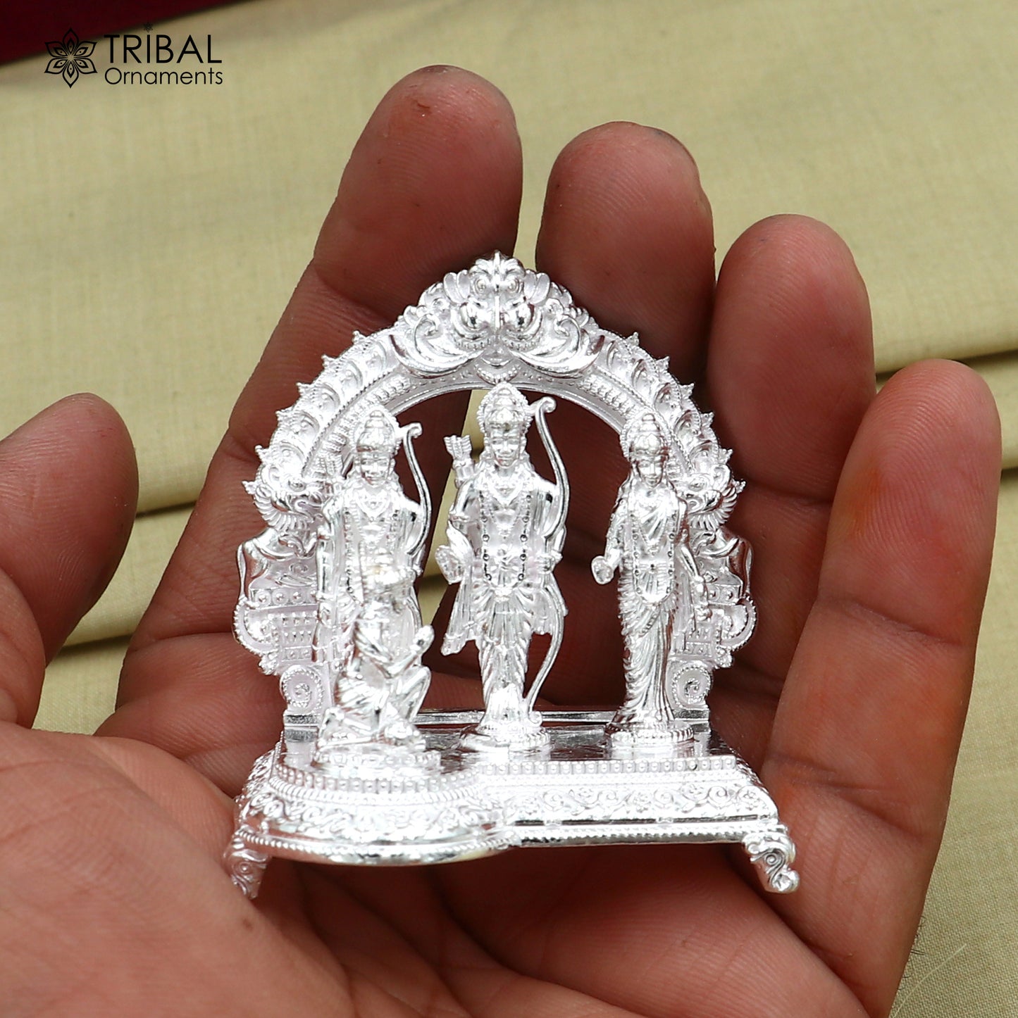 925 Sterling silver Lord Shree Ram Darbar/ lord Rama Temple with hanuman ji Statue figurine, puja articles decorative gift art837 - TRIBAL ORNAMENTS