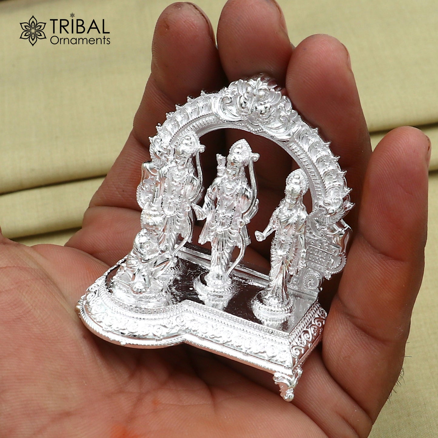 925 Sterling silver Lord Shree Ram Darbar/ lord Rama Temple with hanuman ji Statue figurine, puja articles decorative gift art837 - TRIBAL ORNAMENTS