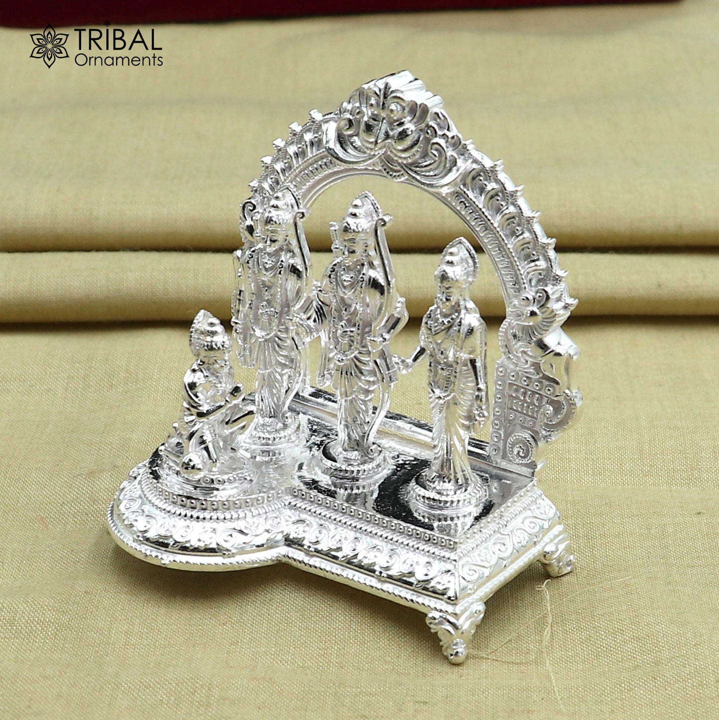 925 Sterling silver Lord Shree Ram Darbar/ lord Rama Temple with hanuman ji Statue figurine, puja articles decorative gift art837 - TRIBAL ORNAMENTS