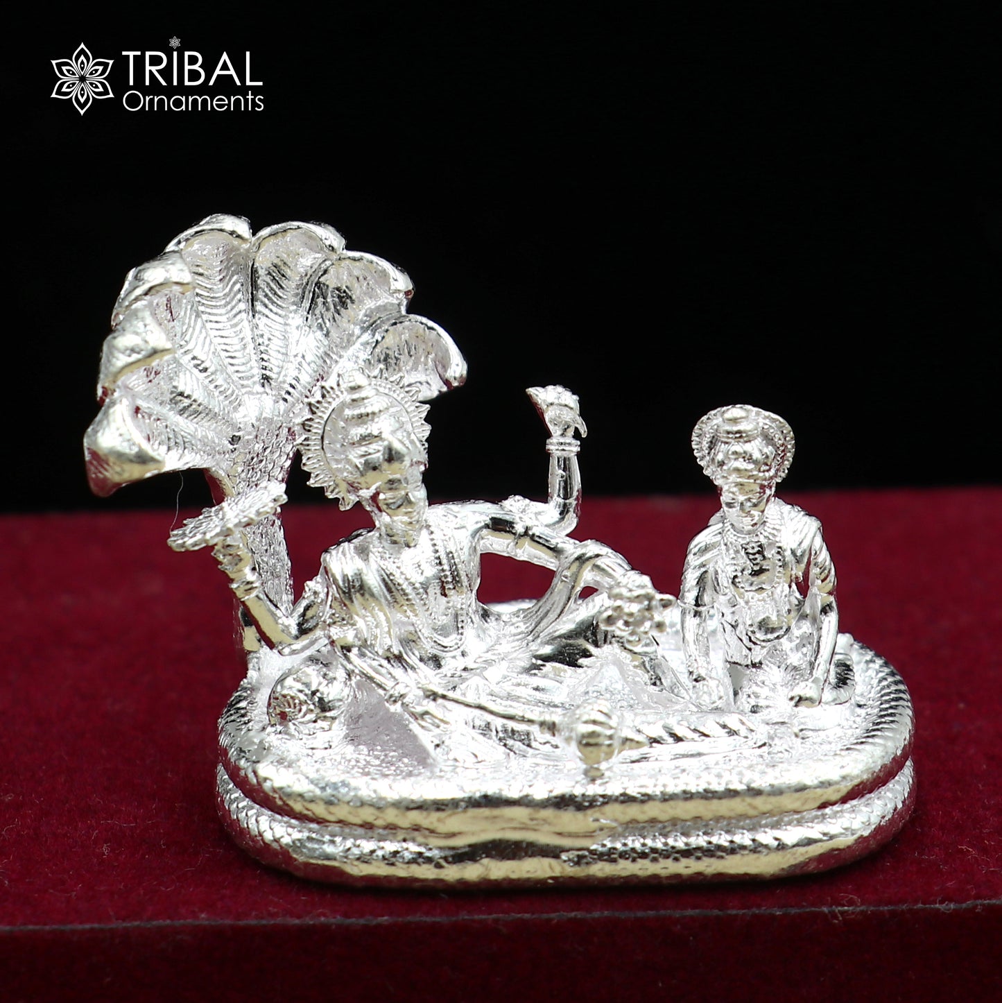 925 sterling silver lord Vishnu Narayana with lakshmi statue or Murti art art838 - TRIBAL ORNAMENTS