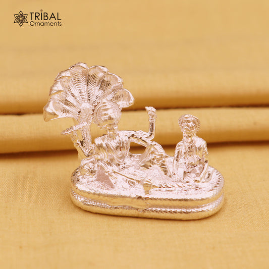 925 sterling silver lord Vishnu Narayana with lakshmi statue or Murti art art838 - TRIBAL ORNAMENTS