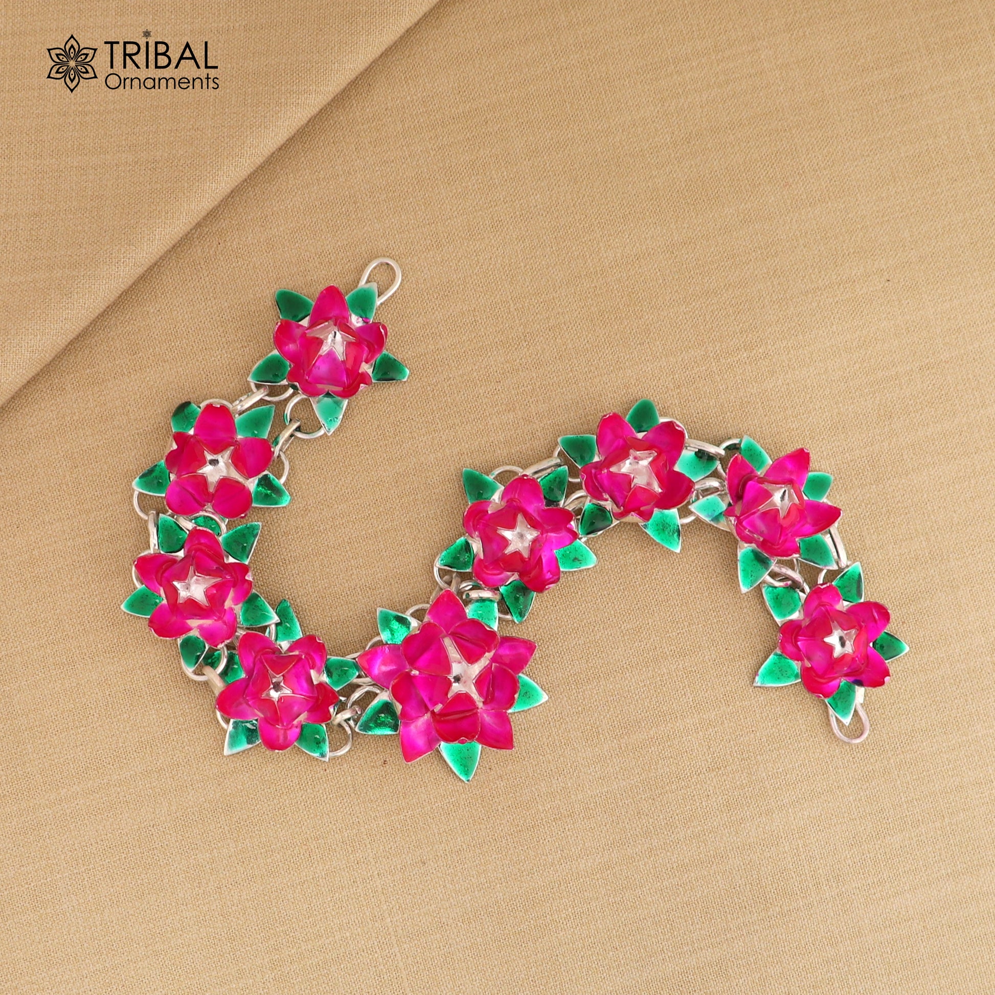 925 sterling silver lotus flower design necklace for idols or god stautes a jewelry set764 - TRIBAL ORNAMENTS